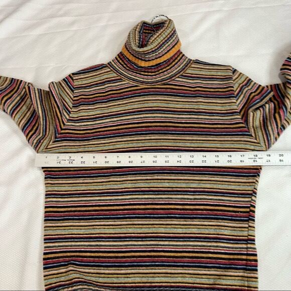 H&M Made in Italy Retro Multi Stripe Striped Lambswool V Neck Top - Picture 2 of 8